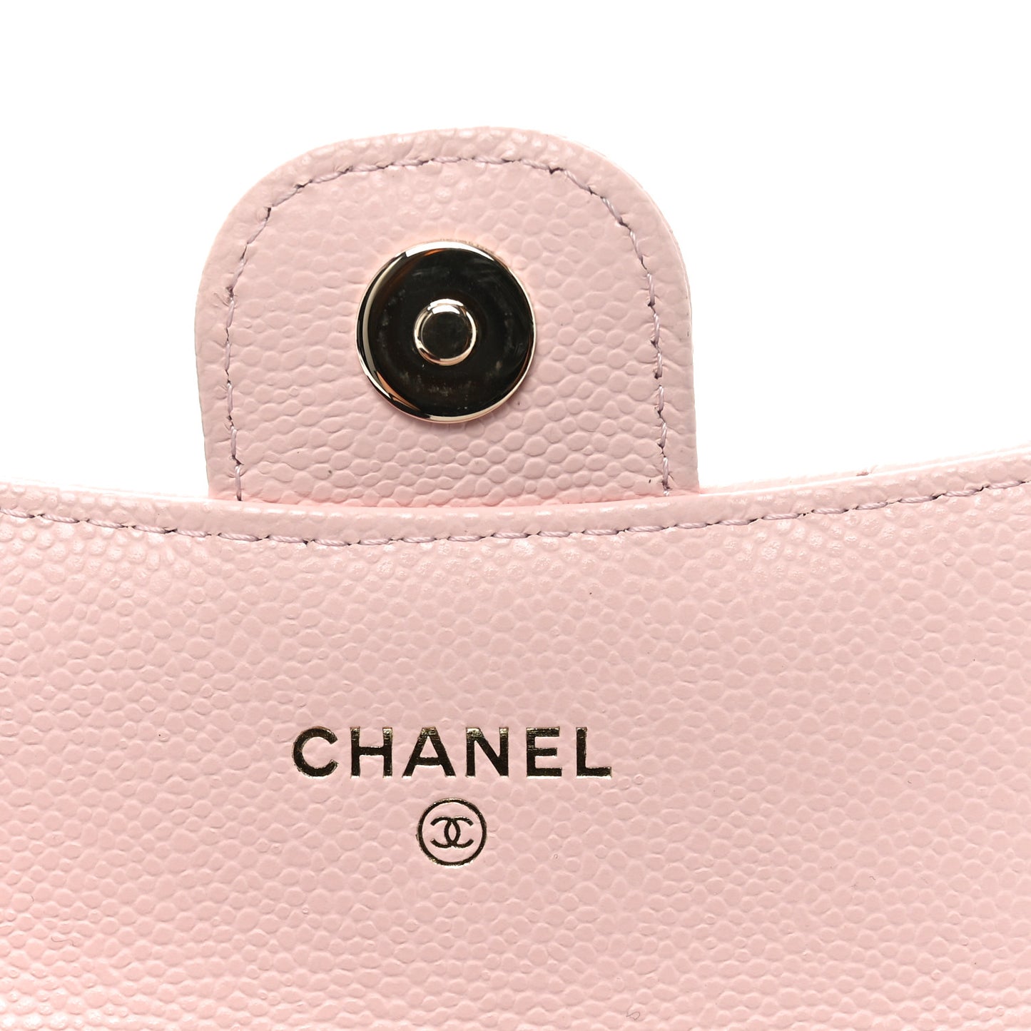 Caviar Quilted Flap Card Holder On Chain Pink
