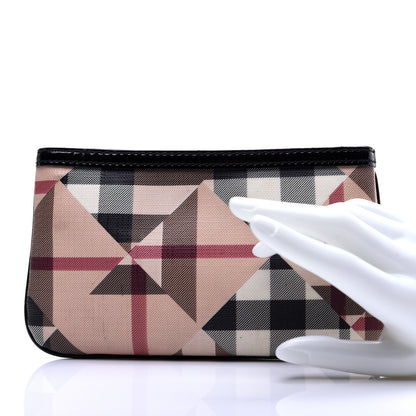 Burberry Patchwork Check Patent Wristlet Pouch Black 2 of 11