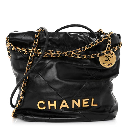 Chanel Shiny Calfskin Quilted Mini Chanel 22 Black 1 of 10