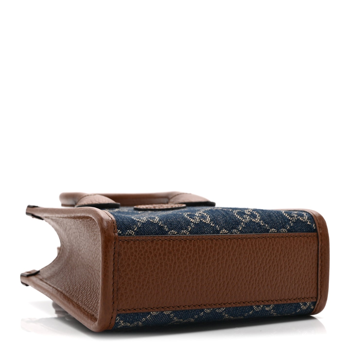 New Denim GG Monogram Dollar Calfskin Mini Retro Interlocking G Tote Bag Blue Tea Cuir Epilog