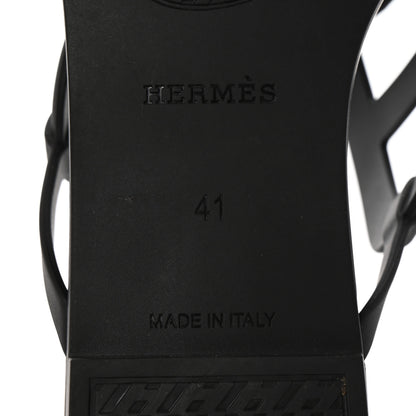 Hermes Rubber Womens Egerie Sandals 41 Black 7 of 9