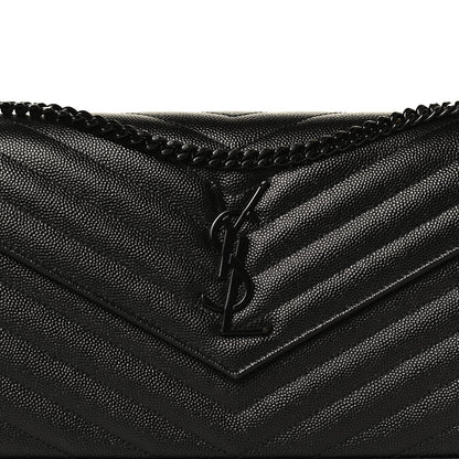 Saint Laurent Grain De Poudre Matelasse Chevron Monogram Chain Wallet Black 8 of 11