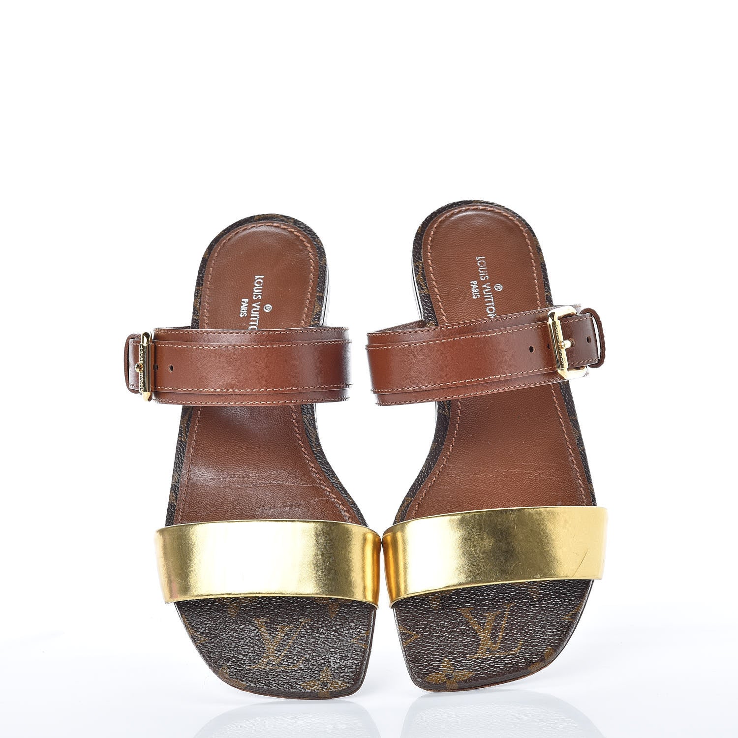 Louis Vuitton Calfskin Monogram Golden Bloom Flat Sandals 36 Gold 4 of 10