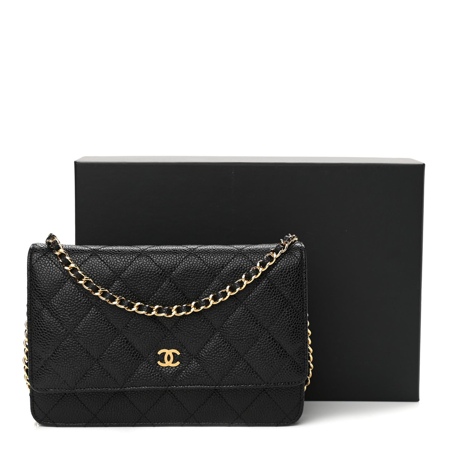 Caviar Quilted Wallet On Chain WOC Black