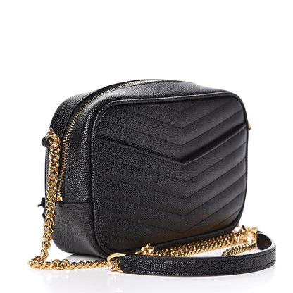 Saint Laurent Grain De Poudre Matelasse Monogram Mini Lou Camera Bag Black 3 of 10