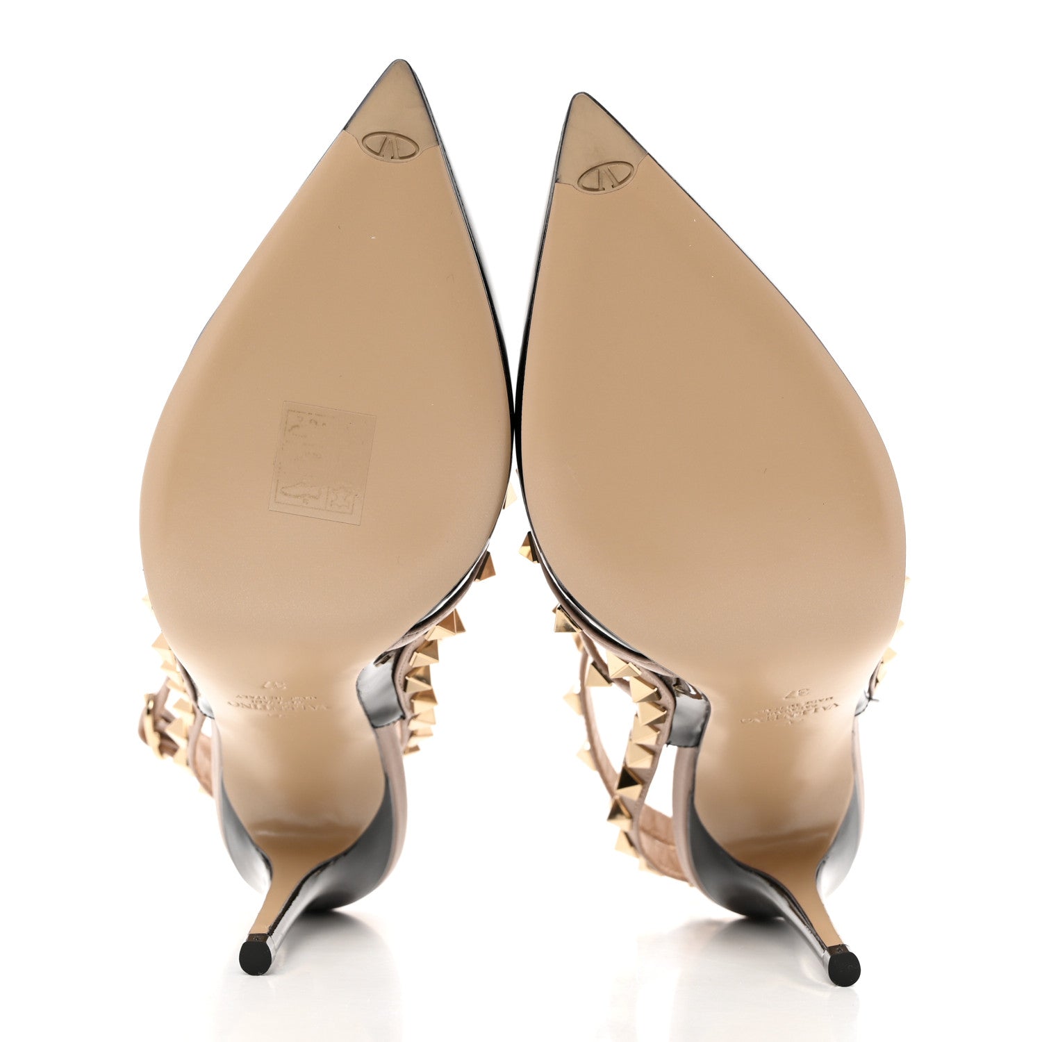 Valentino Garavani Patent Nappa Rockstud Ankle Strap 100mm Pumps 37 Black Poudre 6 of 9