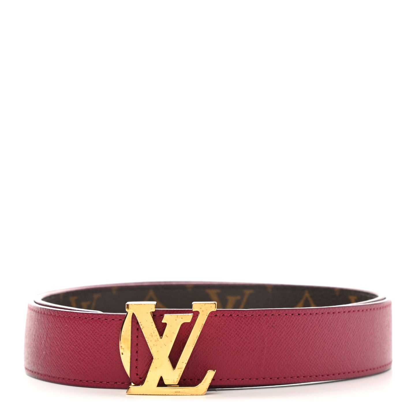 Calfskin Monogram 30mm LV Initiales Reversible Belt 80 32 Fuschia