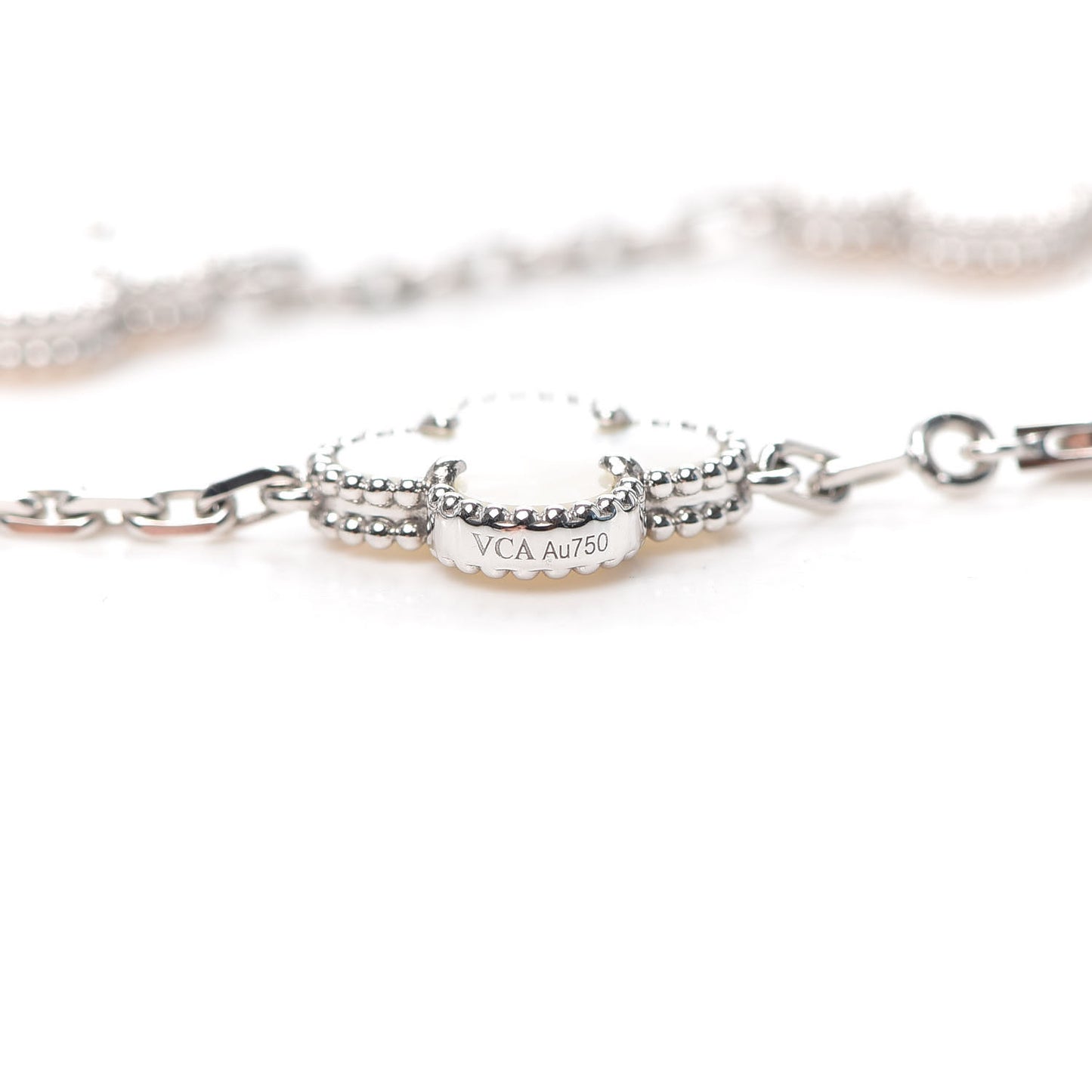 18K White Gold Mother of Pearl 5 Motifs Vintage Alhambra Bracelet