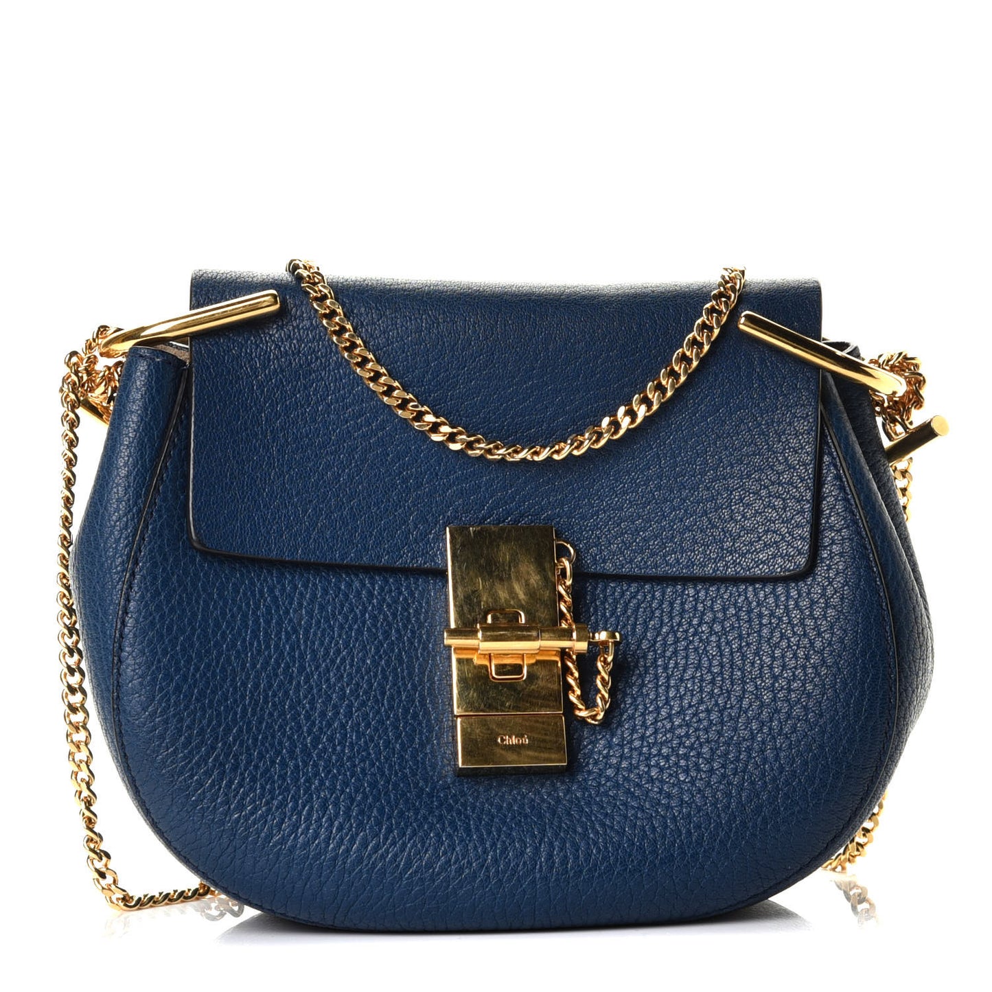 Grained Lambskin Mini Drew Shoulder Bag Royal Navy