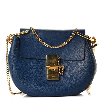 Chloe Grained Lambskin Mini Drew Shoulder Bag Royal Navy 1 of 5