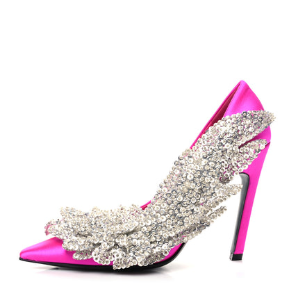 Balenciaga Satin Crystal Embellished Talon Slash Pumps 36 Rose Fuchsia 1 of 8