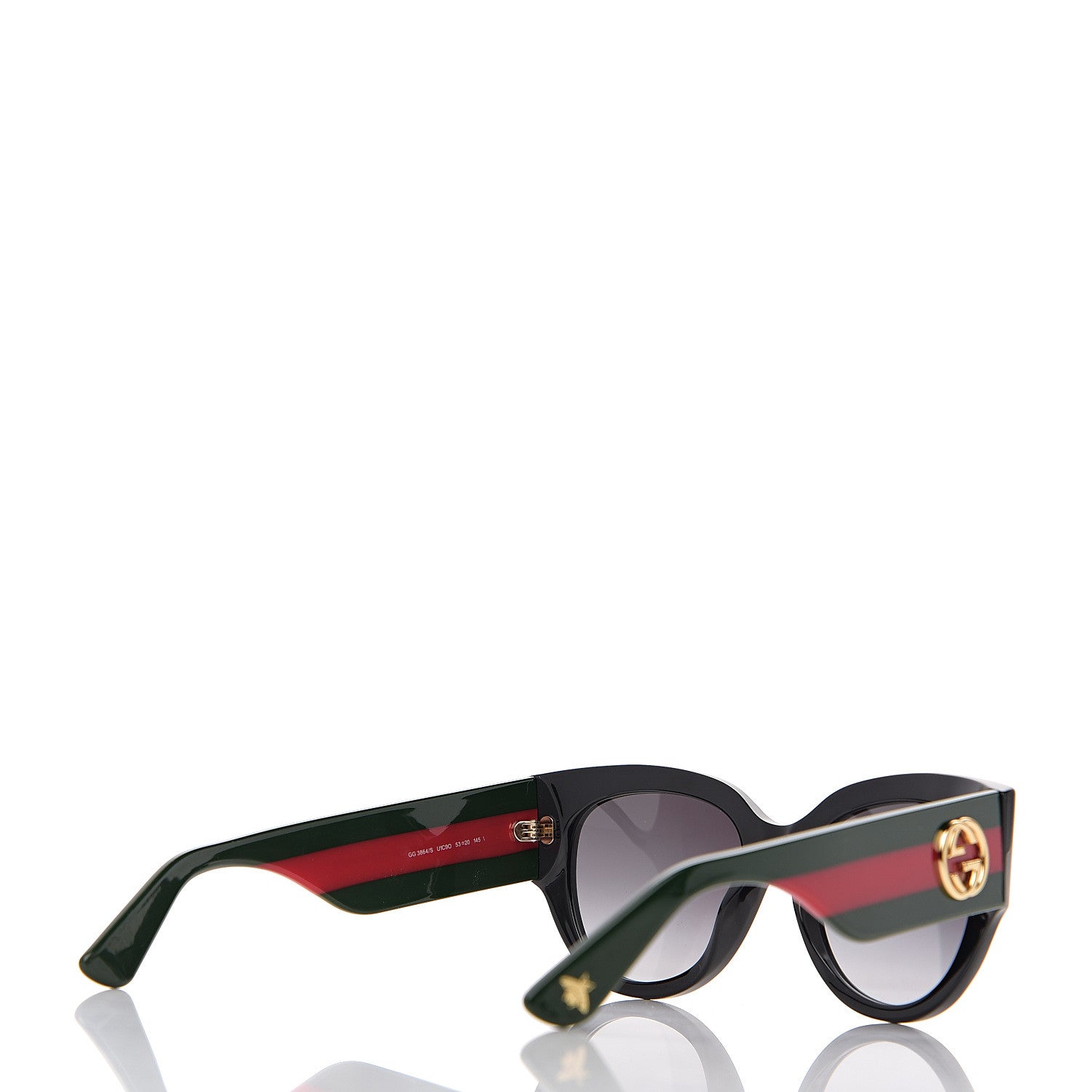 Gucci Acetate Oversized Rectangle Frame Web Sunglasses GG3864/S Black 4 of 9
