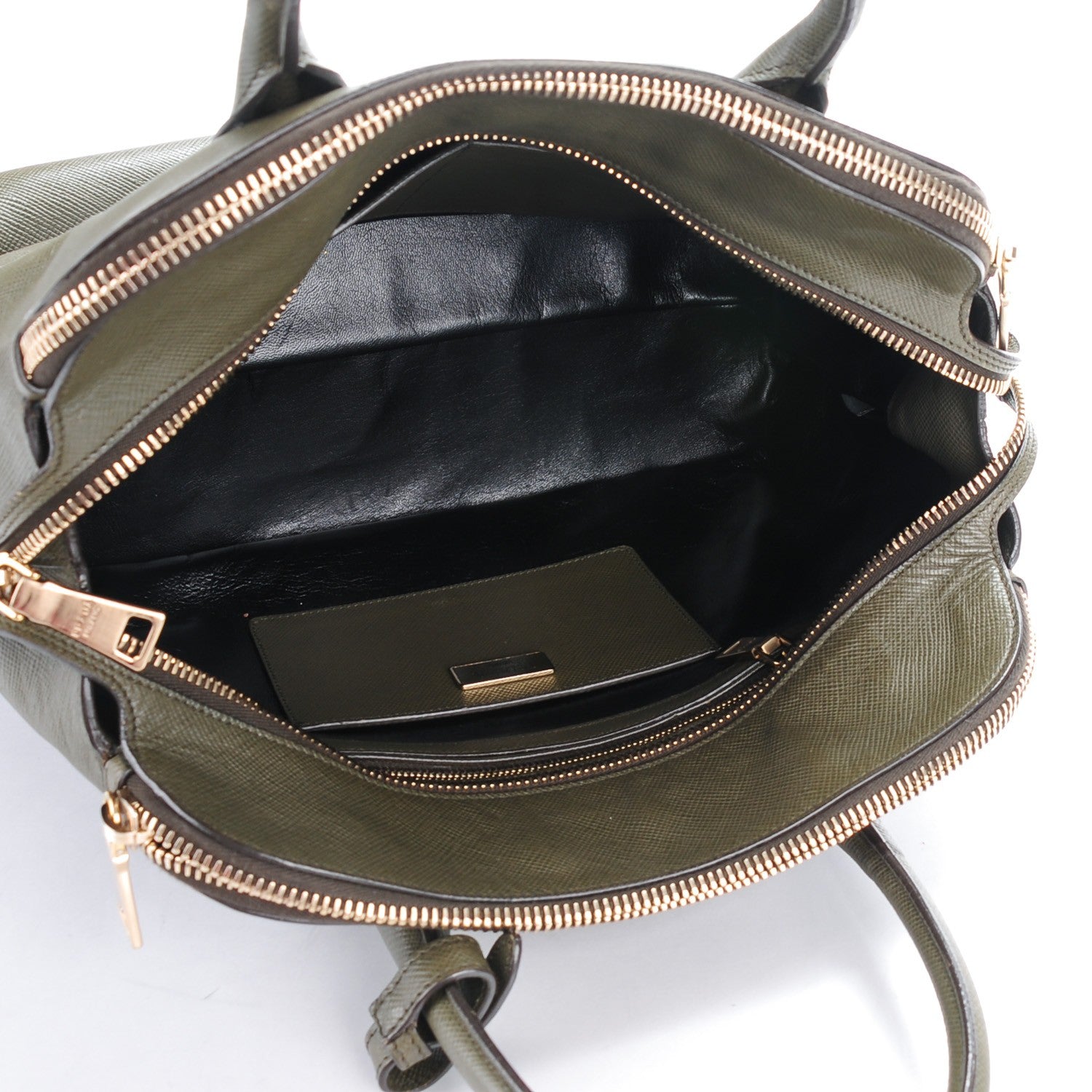 Prada Saffiano Cuir Top Handle Dome Tote Militare 5 of 10