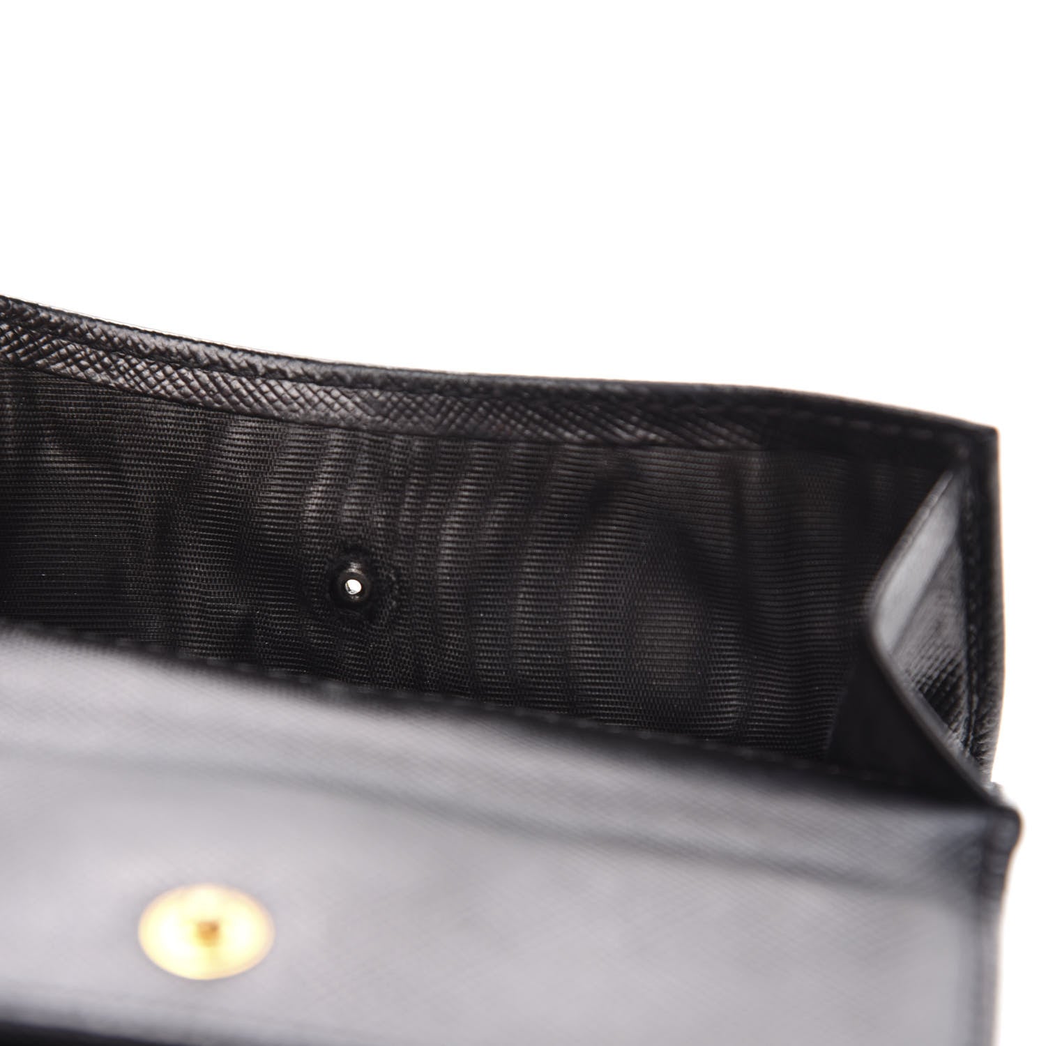 Prada Saffiano Metal French Flap Compact Wallet Black 7 of 10