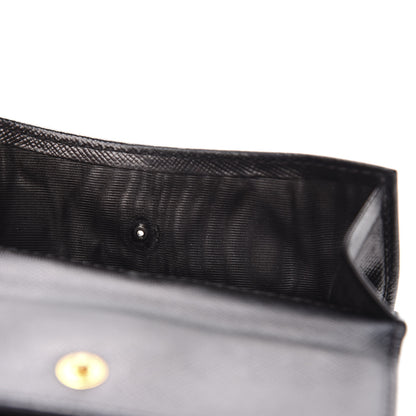 Prada Saffiano Metal French Flap Compact Wallet Black 7 of 10