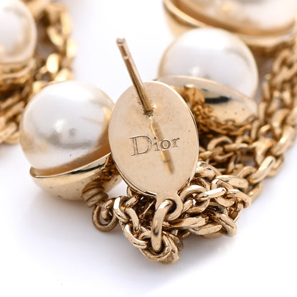 Christian Dior Pearl Chain Tribales Drop Earrings Gold 4 of 4