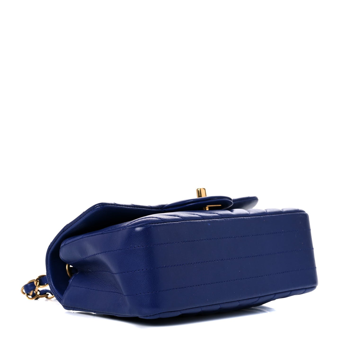 Lambskin Chevron Quilted Mini Rectangular Flap Blue