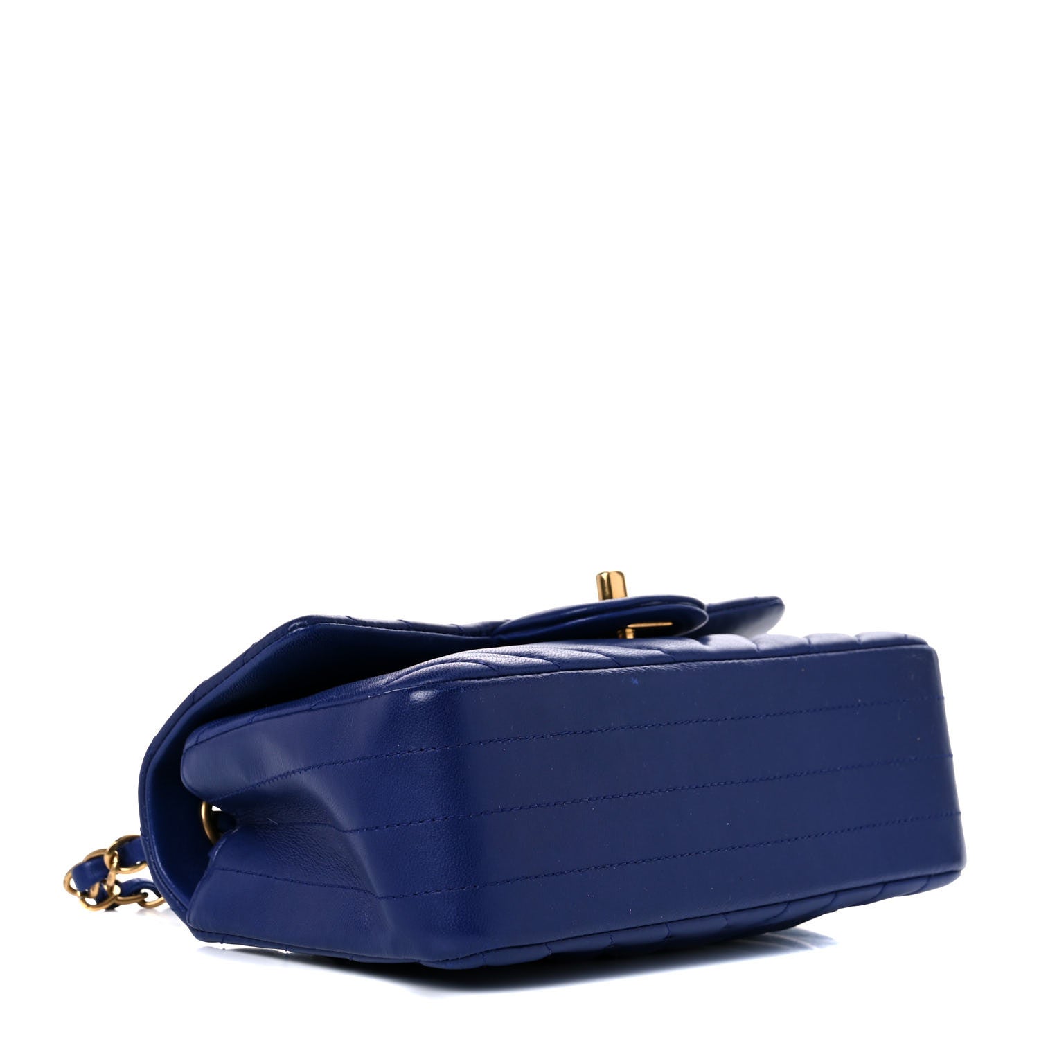Chanel Lambskin Chevron Quilted Mini Rectangular Flap Blue 3 of 10