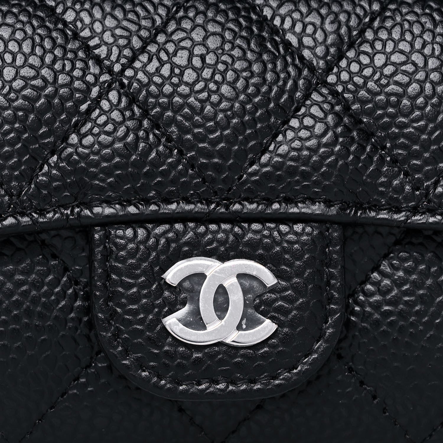 Chanel Caviar Quilted Flap Card Holder Wallet Black 9 of 12