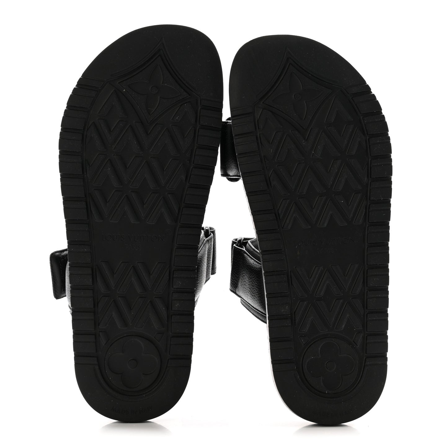 Grained Calfskin Sunset Comfort Flat Sandals 38 Black