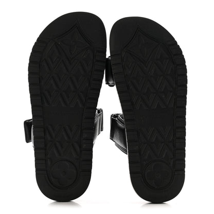 Louis Vuitton Grained Calfskin Sunset Comfort Flat Sandals 38 Black 12 of 20