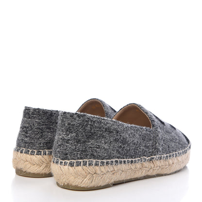 Chanel Tweed Velvet CC Espadrilles 36 Grey Black 4 of 10