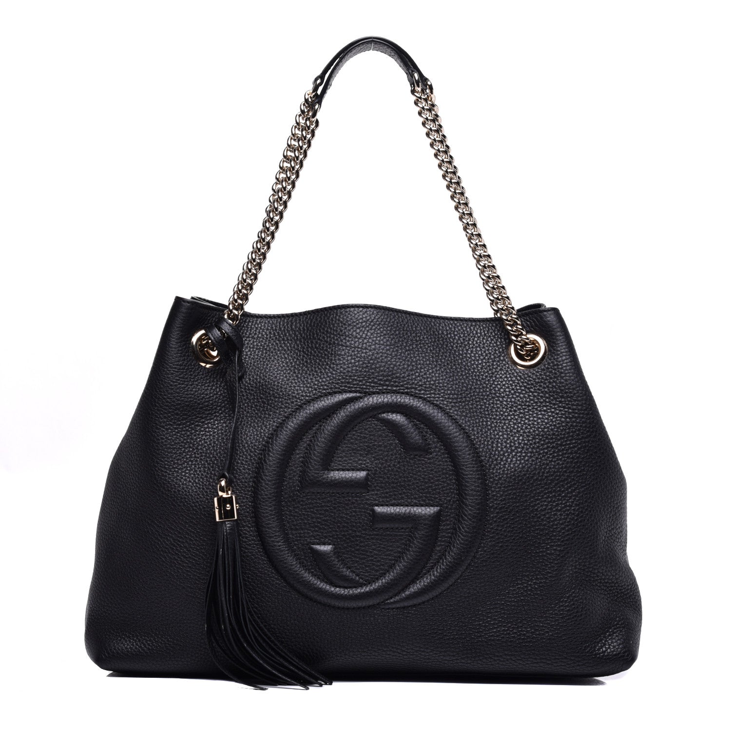 Gucci Pebbled Calfskin Medium Soho Chain Shoulder Bag Black 1 of 9