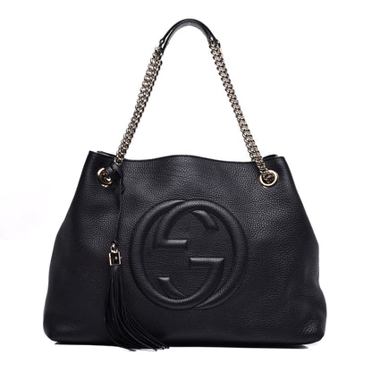 Gucci Pebbled Calfskin Medium Soho Chain Shoulder Bag Black 1 of 9