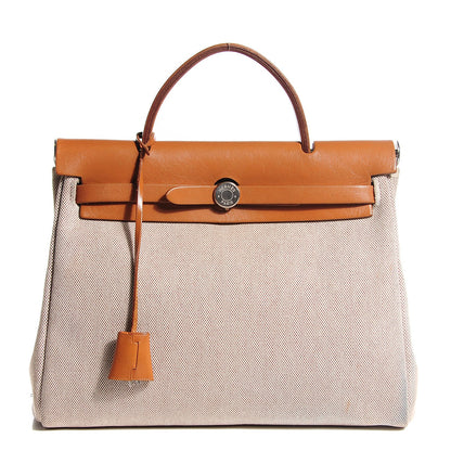 Hermes Toile Vache Calfskin Herbag PM 30 Natural 1 of 13