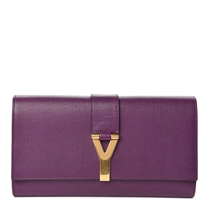 Saint Laurent Textured Calfskin Classic Y Ligne Clutch Purple 1 of 9