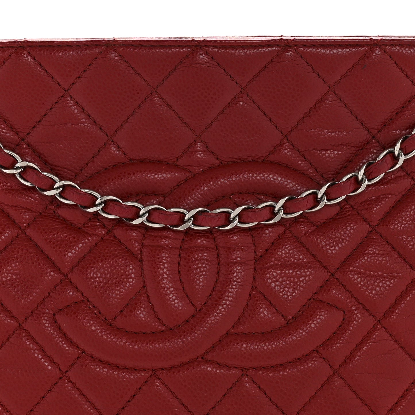 Caviar Quilted Timeless CC Shopping Tote Red