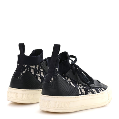 Christian Dior Technical Knit Calfskin Oblique Womens Walk'n Dior Mid Top Sneakers 38 Deep Blue 5 of 8