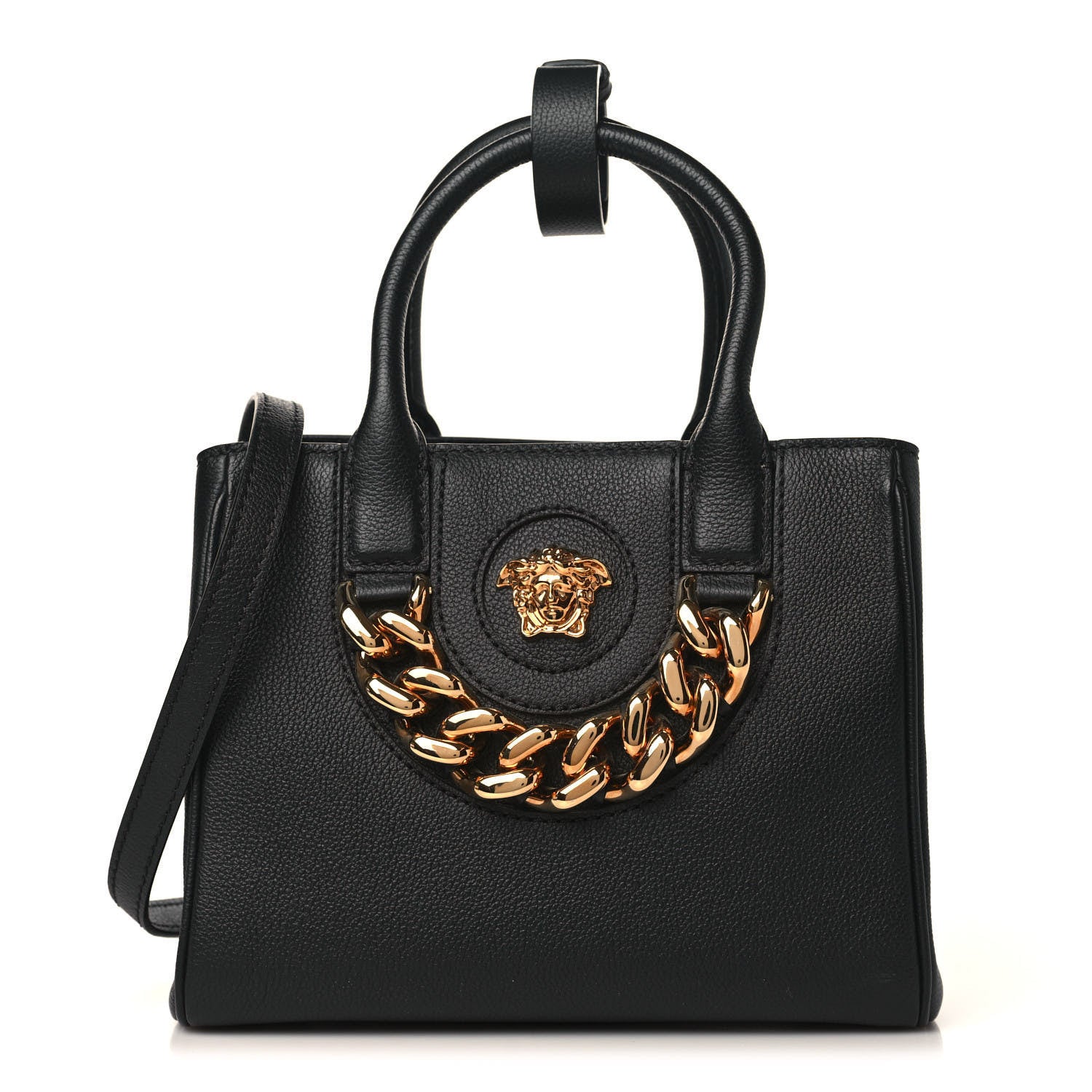 Versace Grained Calfskin Small La Medusa Tote Bag Black 1 of 8