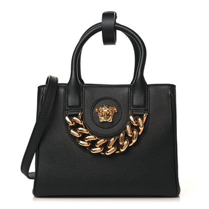 Versace Grained Calfskin Small La Medusa Tote Bag Black 1 of 8