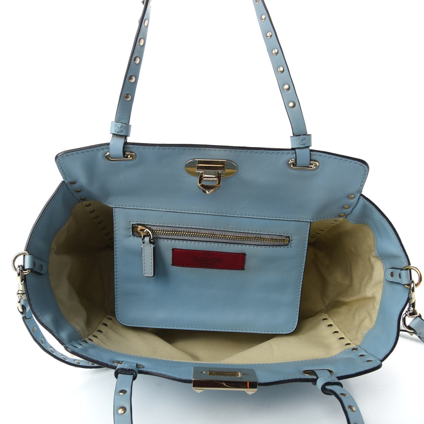 Vitello Small Rockstud Tote Sky Sorbet