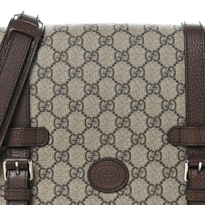 Gucci GG Supreme Monogram Textured Dollar Calfskin Retro Interlocking G Flap Messenger Bag Beige Ebony New Acero 8 of 10