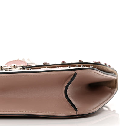 Valentino Garavani Vitello Crystal Embellished Medium Glam Lock Rockstud Flap Poudre 9 of 9