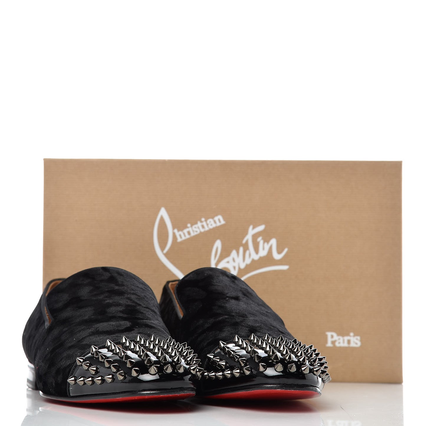 Patent Velvet Mens Spooky Spike Flat Loafers 45 Black
