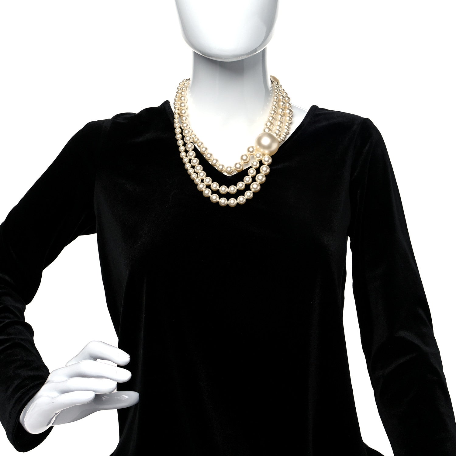 Chanel Pearl Multi Strand Short Necklace Gold 2 of 4