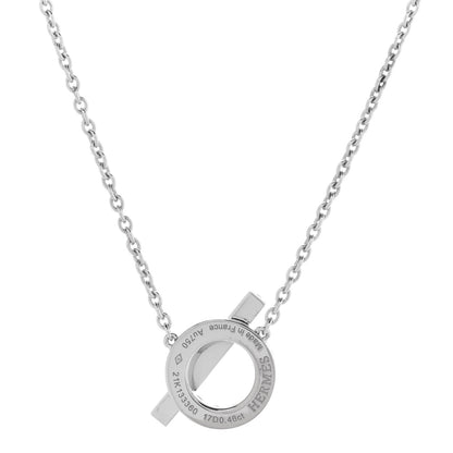 Hermes 18K White Gold Diamond Finesse Pendant Necklace 5 of 7