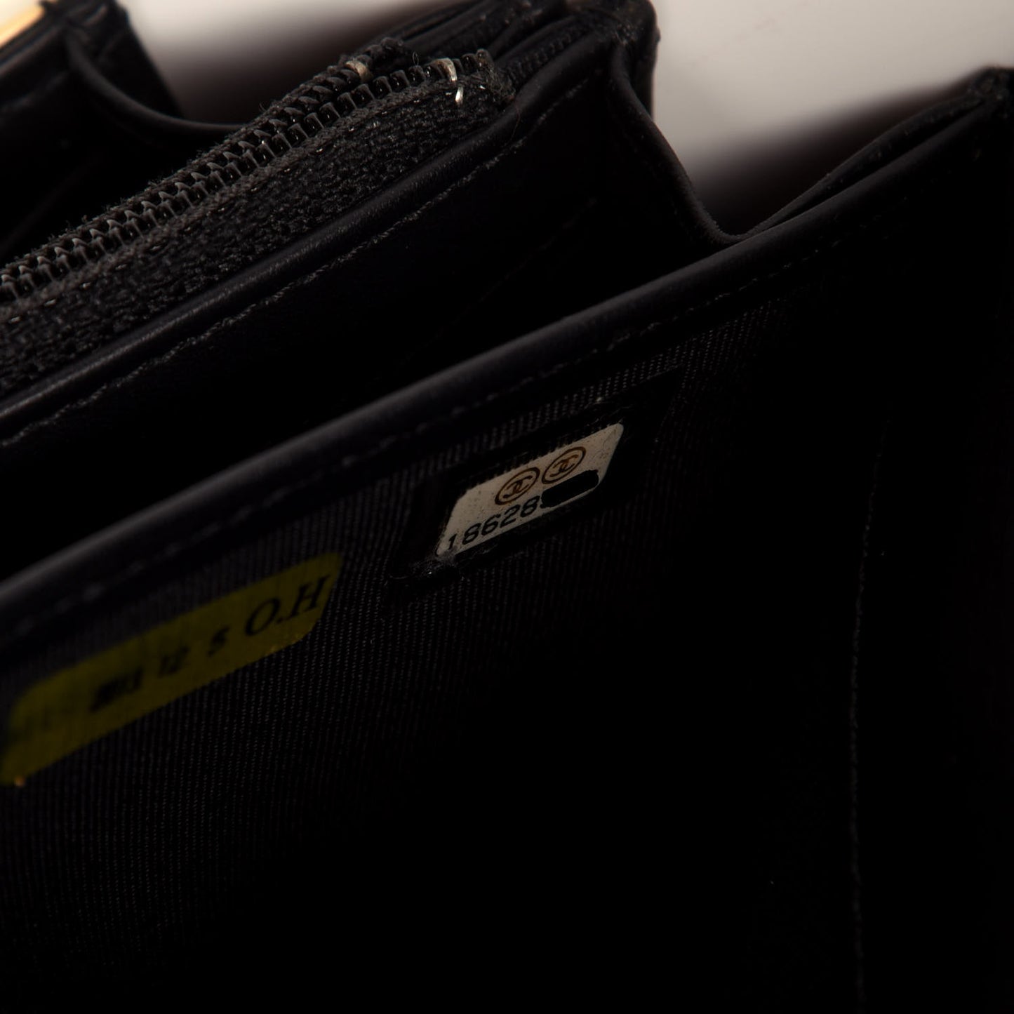 Patent Calfskin Striped Long Flap Wallet Black