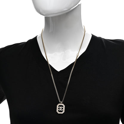Chanel Crystal Pearl CC Geometric Chain Necklace Gold 2 of 6