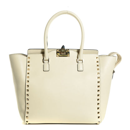 Valentino Garavani Vitello Rockstud Double Handle Tote Ivory 1 of 9