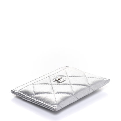 Chanel Metallic Lambskin Quilted Card Holder Silver 4 of 10
