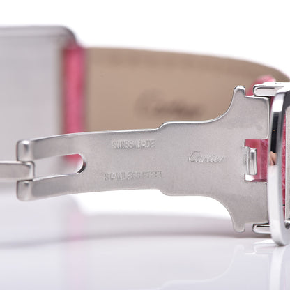 Cartier Stainless Steel Alligator 24mm Tank Solo Quartz Watch Pink 5 of 10