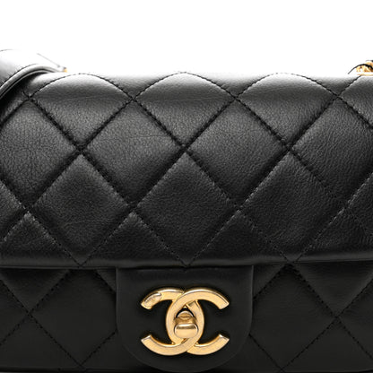 Chanel Calfskin Quilted Mini Rectangular Crystal Pearls Chain Flap Black 5 of 11