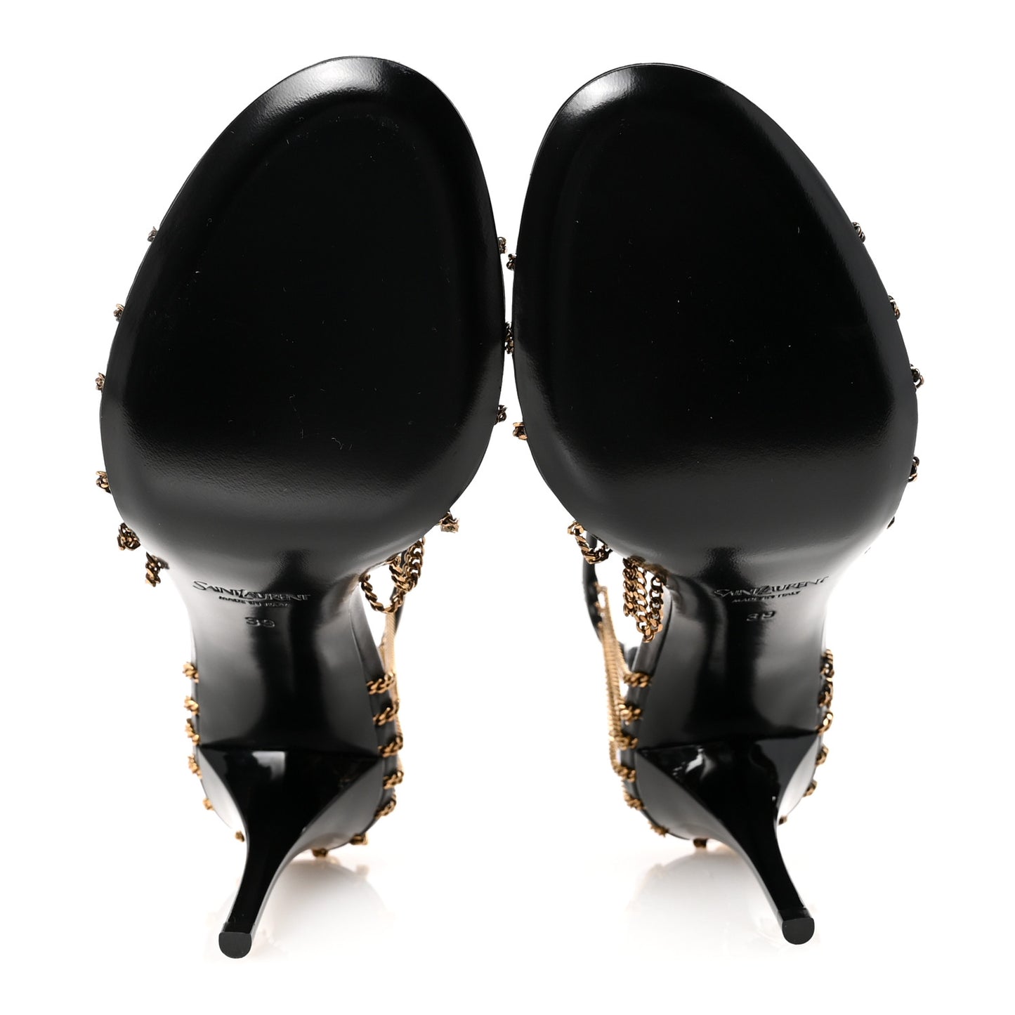 Lambskin Chain Babylone 90 Ankle Strap Sandals 39 Black