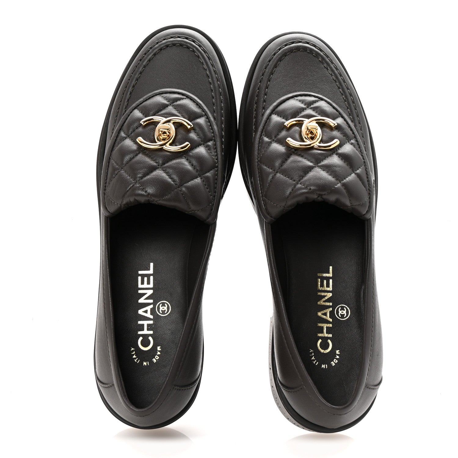 Chanel Lambskin Quilted CC Turnlock Loafers 38.5 Dark Brown 2 of 10