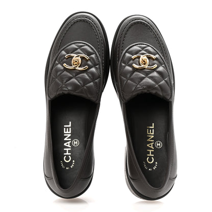 Chanel Lambskin Quilted CC Turnlock Loafers 38.5 Dark Brown 2 of 10