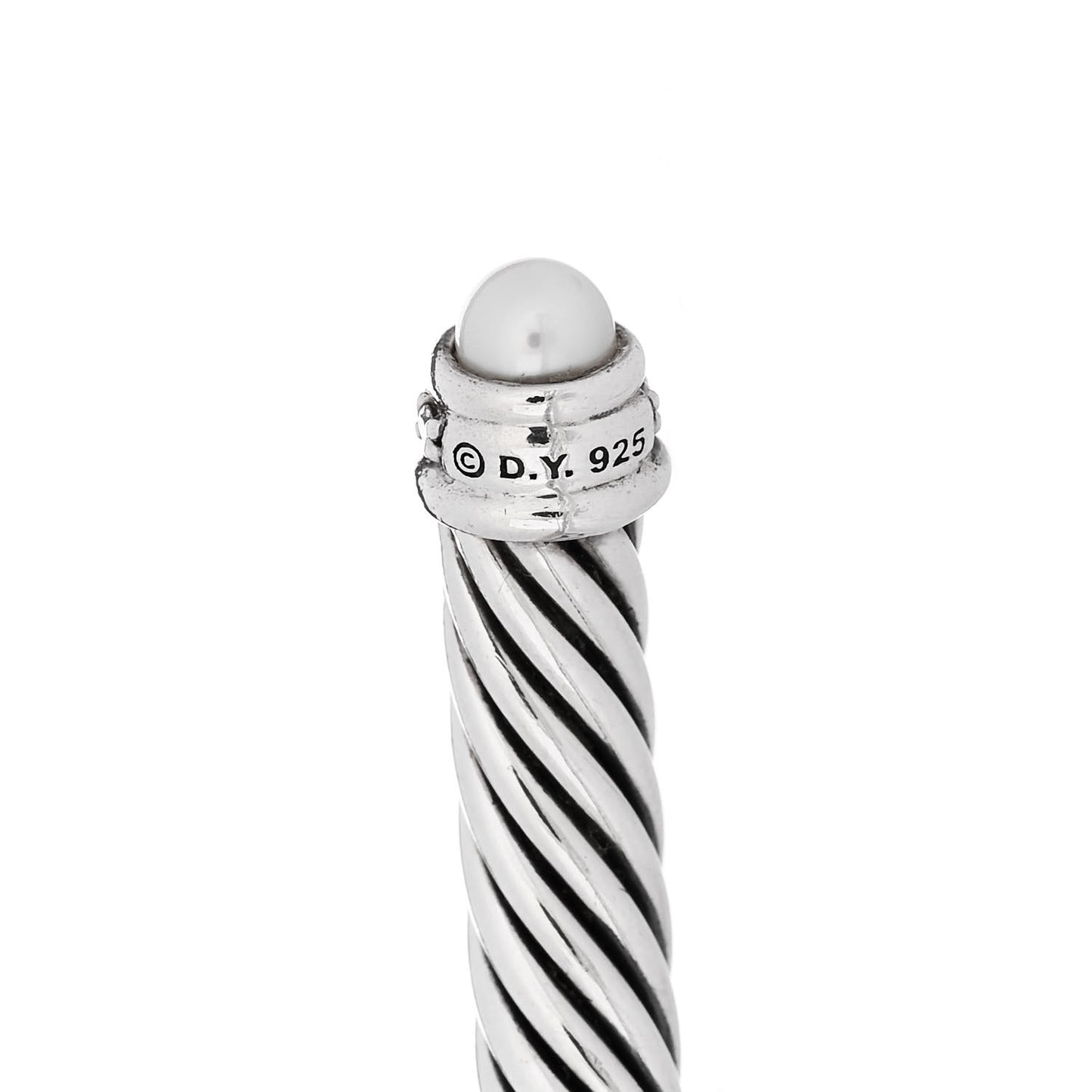 Sterling Silver Diamond Pearl 5mm Cable Classics Bracelet